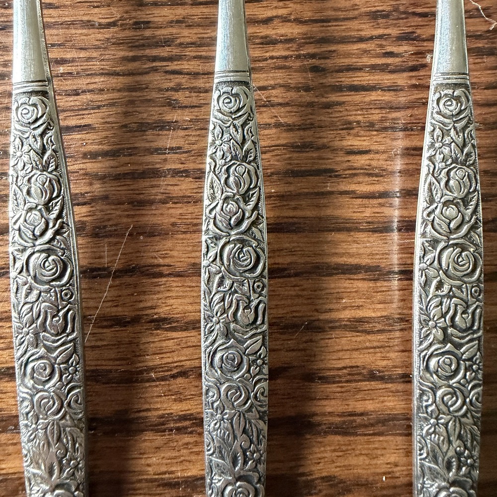 Vintage 11-Piece Stainless Steel Japan Rose Floral Flatware Lot - Picture 7 of 7